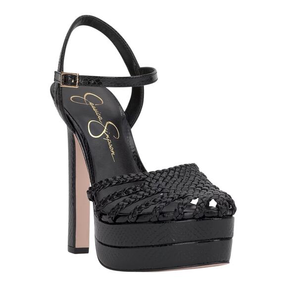 Jessica Simpson Women's Inaia Woven Platform Dress Sandals Black Size 8 1/2 - Picture 1 of 4